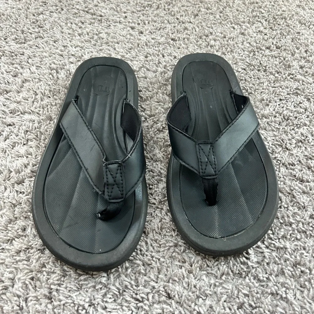 Men's Black Flip‎ Flops Sandals Thong Slip On Size L 11 12 Casual Beach